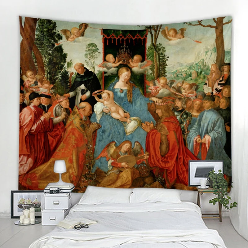 Nordic oil painting background decorative tapestry Bohemian wall decorative tapestry wall hanging home background decorative tap