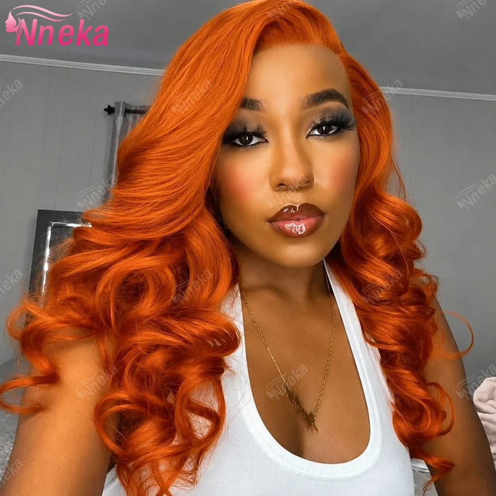 

200 Density Ginger Orange 13X6 Hd Lace Frontal Wigs Body Wave Human Hair Wig Preplucked Brazilian Wig 350 Colored Lace Front Wig