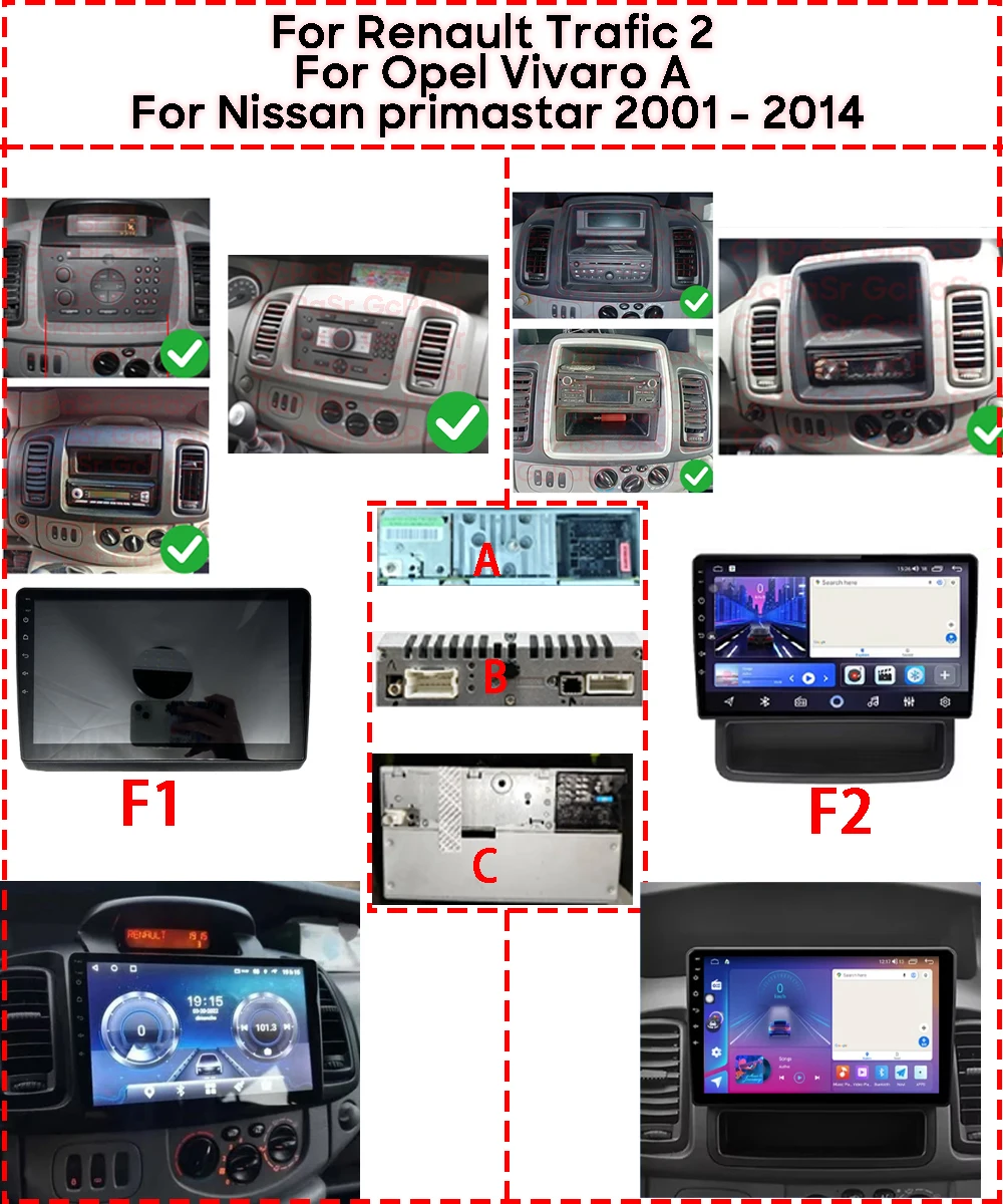 Car Radio For Renault Trafic 2 For Opel Vivaro A For Nissan primastar 2001 - 2014 Navigation GPS Carplay Android Auto 4G No 2din