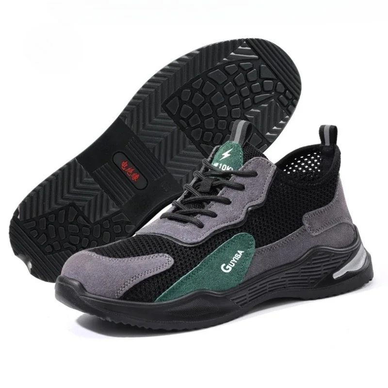 Sapatos de segurança masculinos biqueira de aço sola macia tênis masculinos à prova dwaterproof água respirável calçado de segurança com proteção anti resistente ao desgaste