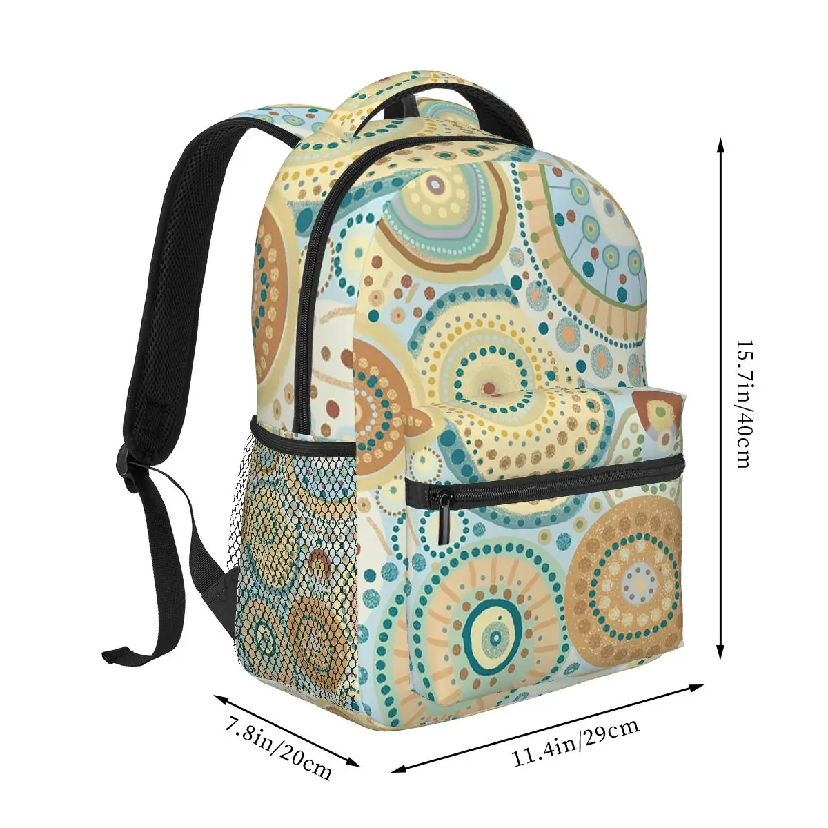 Natural Tones Desigual Mandala Backpack Student Boys Girls BookBag Kids School Bag Computer Shoulder Bags for Men Women