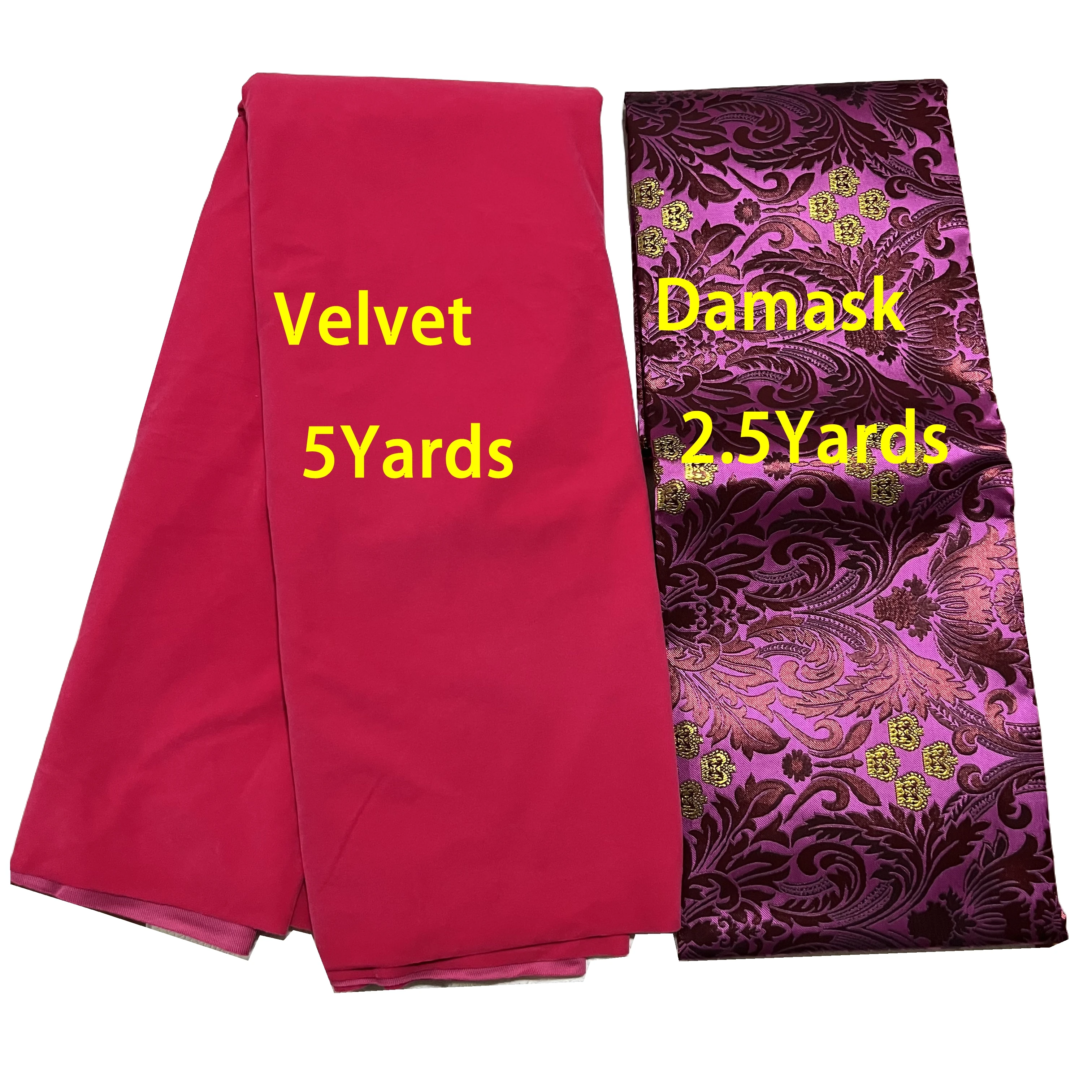 5Yards Fashionable Tradition 3D Damask Embroidery Printing And Flannel French Lace Sego Gele Hayes HeadTie For Women Wedding