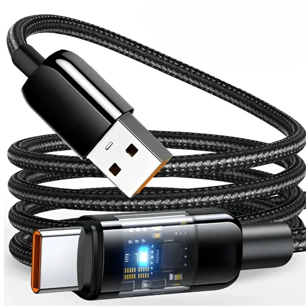 USB A To C Charging Cable Nylon Braided Data Cord USB Type C Quick Charging Cable For iPhone Samsung Xiaomi POCO LED Data Cable