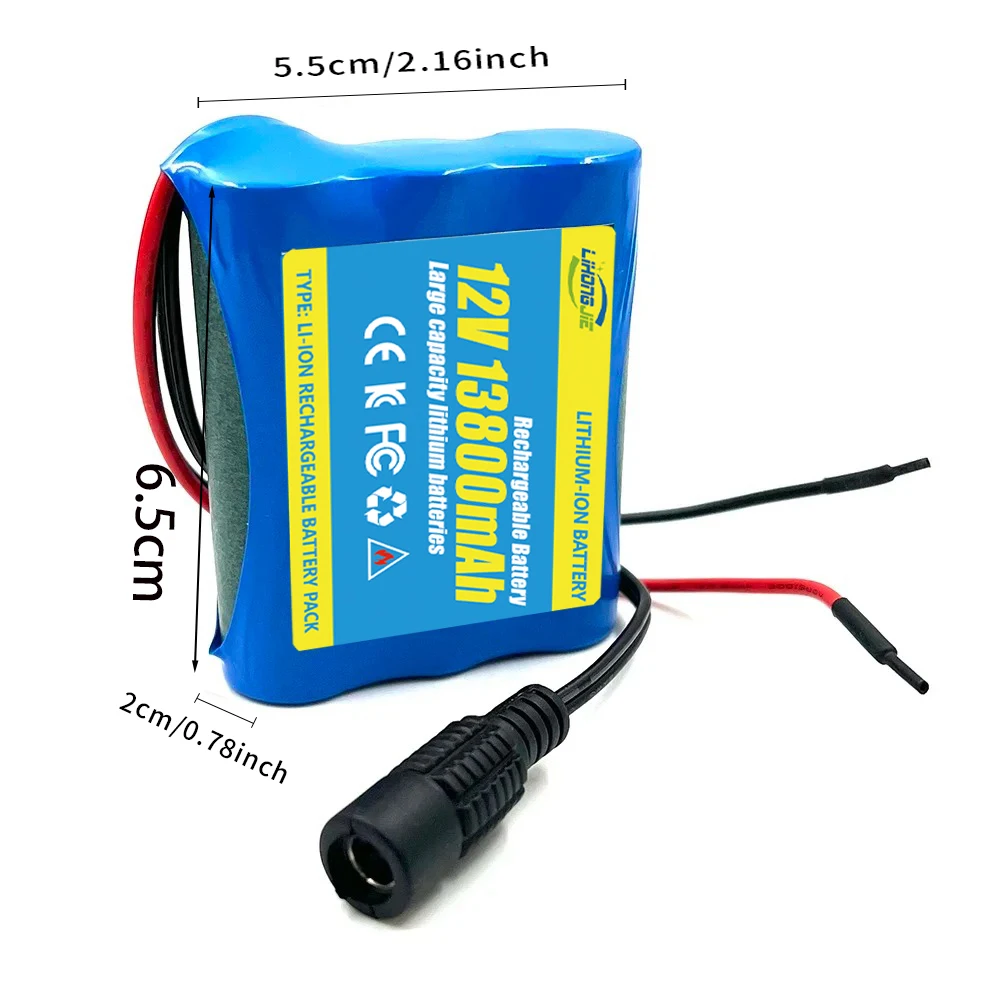 

for Speaker flashlight CCTV Camera GPS Portable search light equipment 12V 13800mAh 18650 Lithium Rechargeable Battery pack 3S1