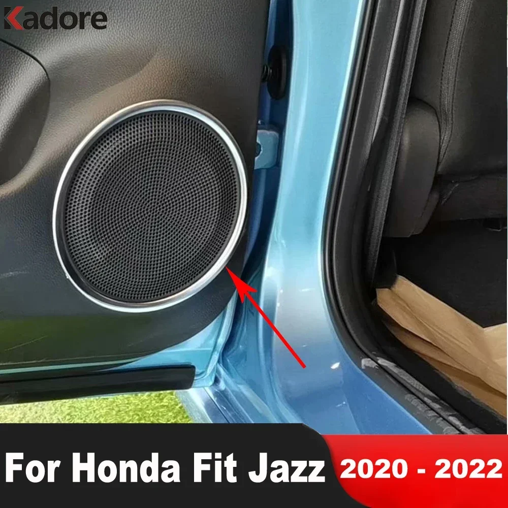 For Honda Fit Jazz 2020 2021 2022 Black Car Inner Door Audio Stereo Speaker Cover Trim Loudspeaker Frame Interior Accessories