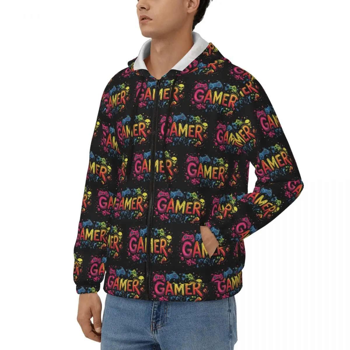 Gamer Controller Video Game Gaming Gamepad Zipper Hoodies Hip Hop Pullover Autumn Winter Men Women Sweatshirt Long Sleeve Tops