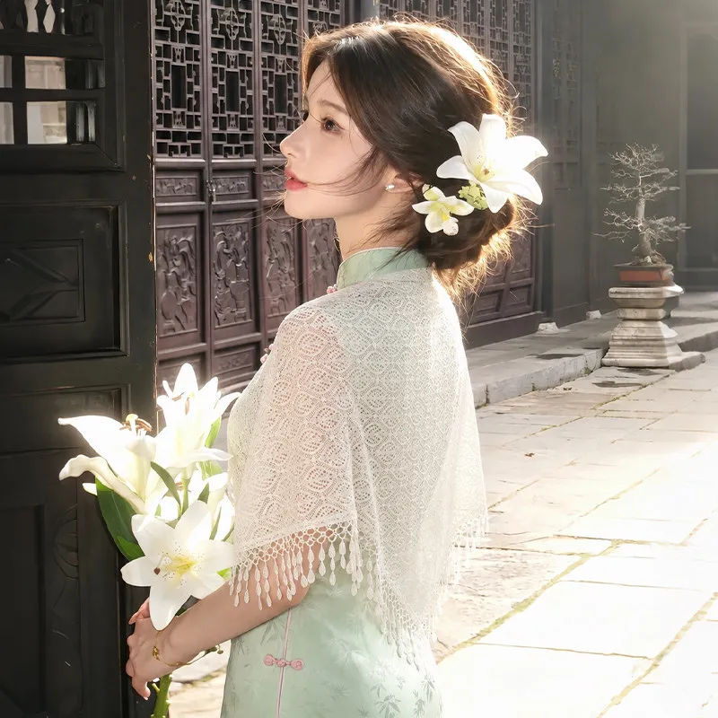 millet-white-shawl-women's-outerwear-open-cardigan-2026-new-summer-thin-lace-tassel-new-chinese-style-outer-shawl