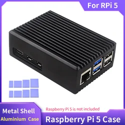 Raspberry Pi 5 Metal Shell Aluminium Alloy Case Passive Cooling Enclosure with Silicone Heatsinks for Raspberry Pi 5 RPi 5