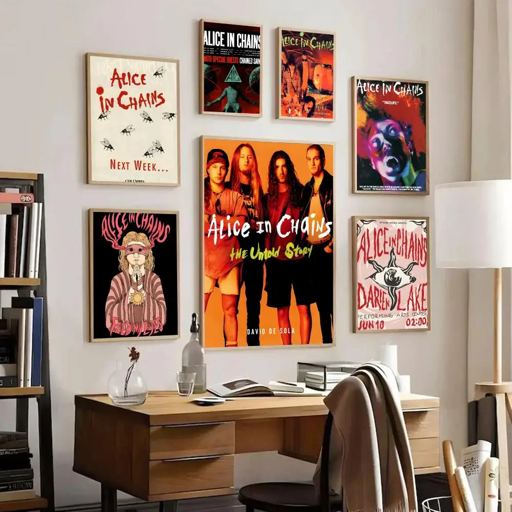 A-Alice In Chains Poster HD Art Sticky Wall Waterproof Home Living Room Bedroom Bar Aesthetic Decoration