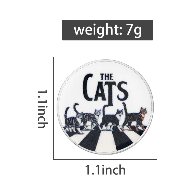 Cats Cosplay Band UV Printing Pins Vintage Rock & Roll Singer Brooches Lapel Badges Cartoon Animal Jewelry Gift for Kids Friends
