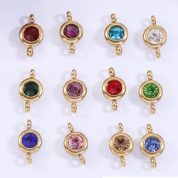 10pcs 6.5mm Stainless Steel Birthstones Pendants Crystal Rhinestone Charms Beads for Necklace Bracelet Jewelry Making DIY