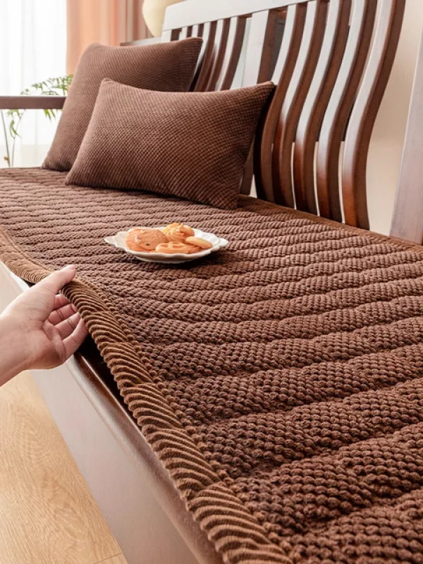 Thickened Chinese Style Corduroy Sofa Cushion Winter Anti-slip Detachable Living Room Three-seater Sofa Pad Combination