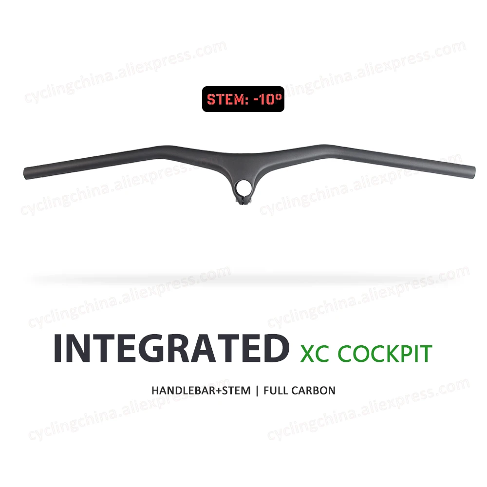 

Nologo Full Carbon Fiber Mountain Bike Handlebar With Stem -10° MTB INTEGRATED XC COCKPIT Gift For Computer Mount Bicycle Parts