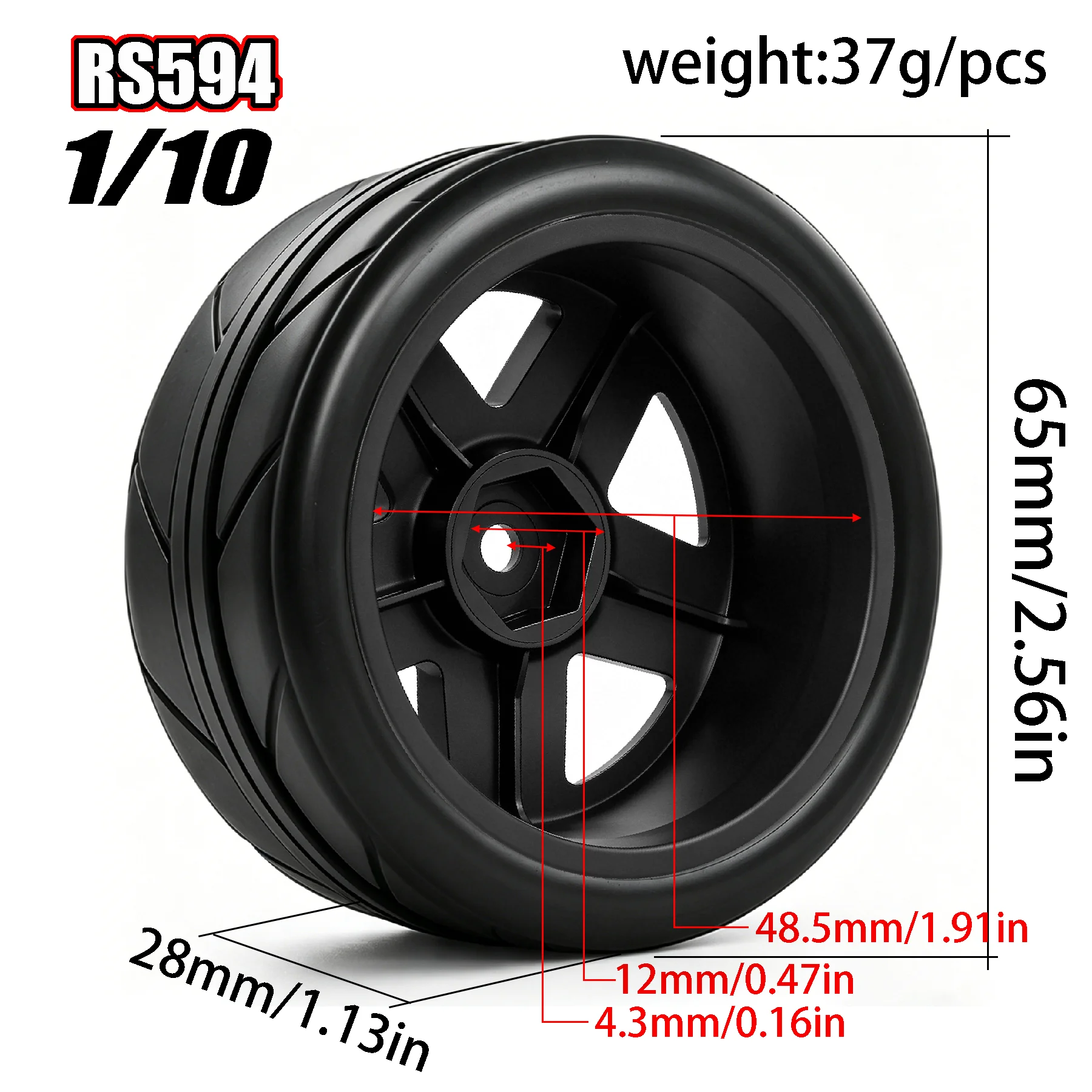 RED SPIDER 4Pcs 1/10 RC Drift Tires & Wheel Rims Hub Set For HSP Tamiya HPI Kyosho Sakura 94122 94123 D3 D4 TT02
