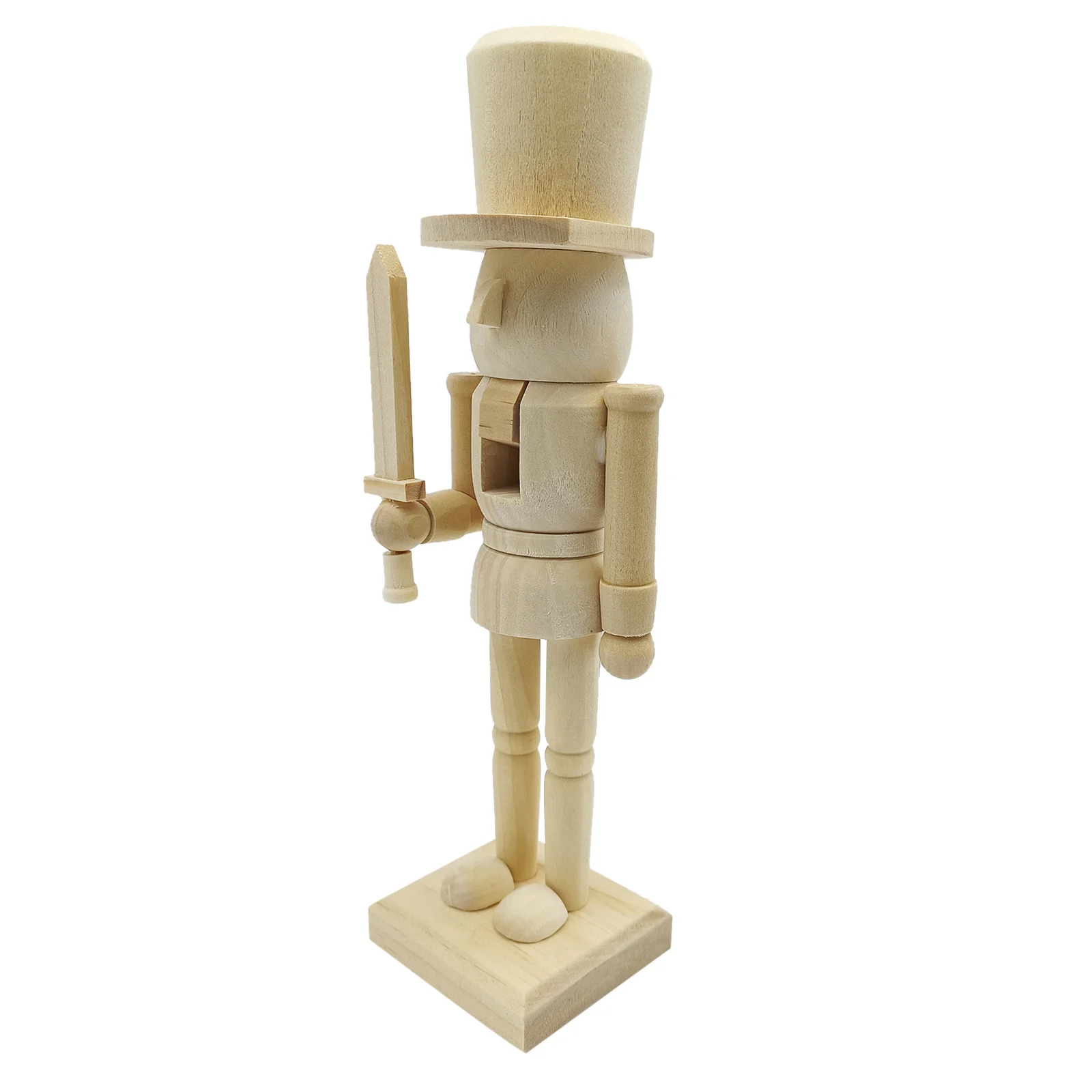 

25.5Cm Wooden Nutcracker Soldier Diy Unpainted Craft Figure For Christmas Holiday Decorations Graffiti Ornament Home Display