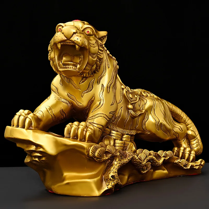 Mountain Ornament, Bronze , Money , Tiger Roaring Across Mountains Rivers, Home and Shop Desktop Decoration,