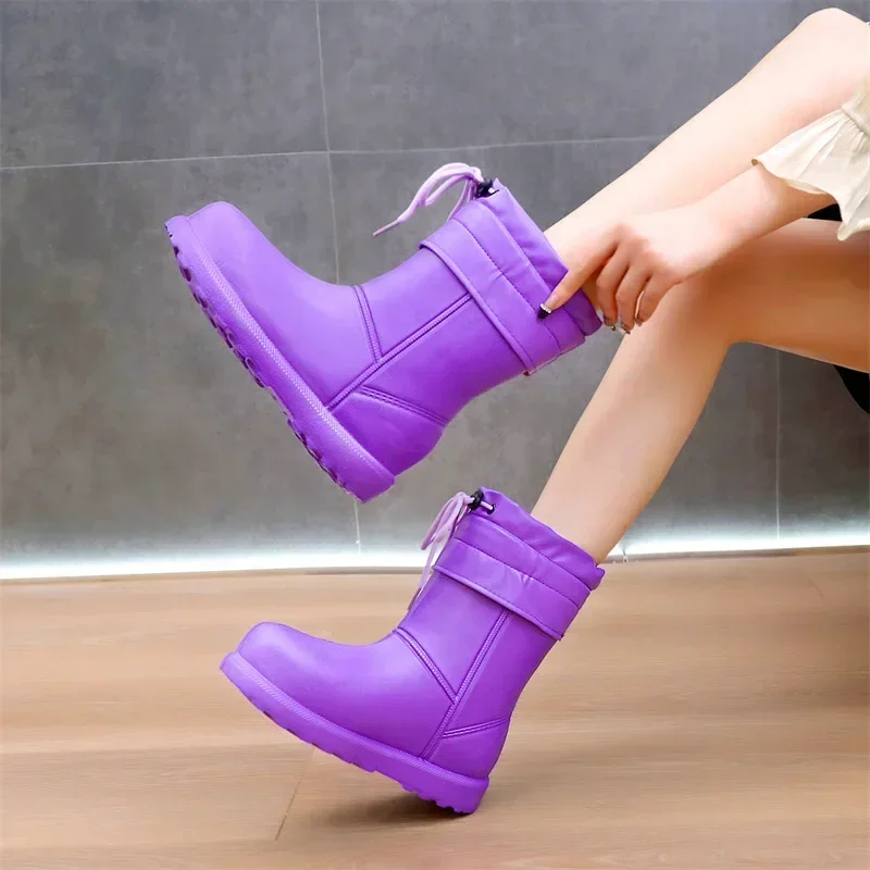 New Women\'s Snow Boots Female Warm Plush Naked Boots Water Proof Womens Boots Winter Solid EVA Working Boot Botines Para Mujeres