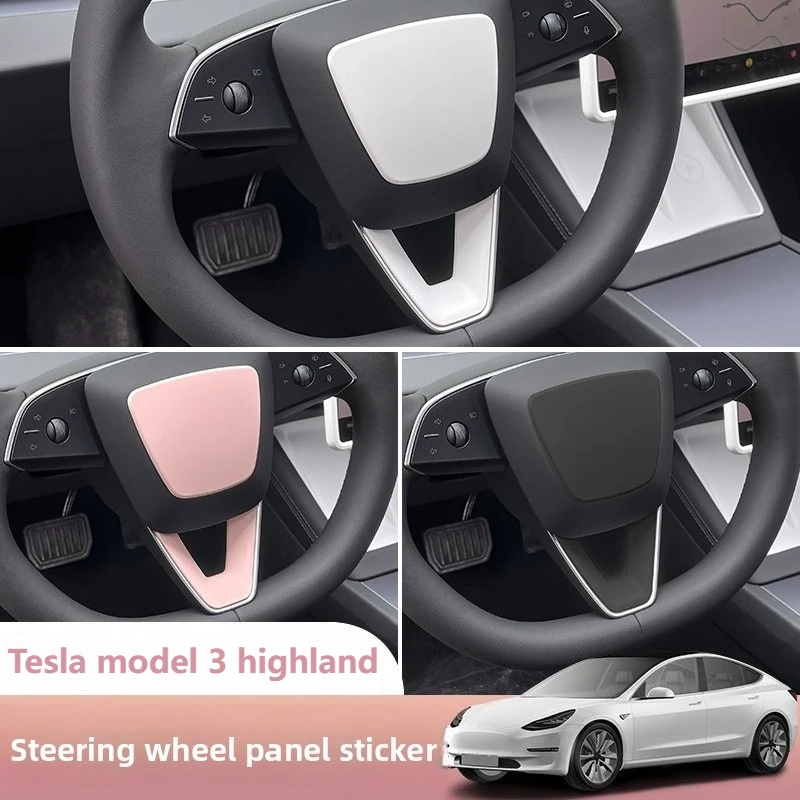 

For Tesla Model 3 Highland 24-25 Steering Wheel Panel Decorative Cover White Panel Sticker Shell Car Interior Supplies