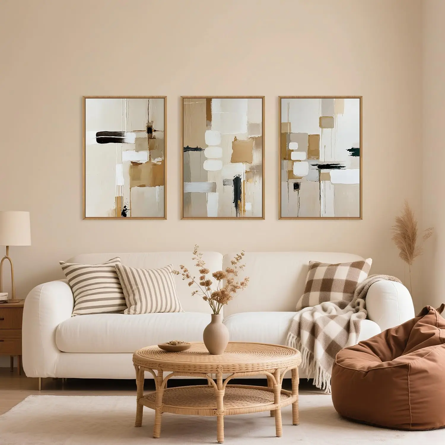 

s/Set Abstract Beige Canvas Wall Art Set Neutral Texture Minimalist Shape Wall Painting Living Room, Bedroom Home Decoration