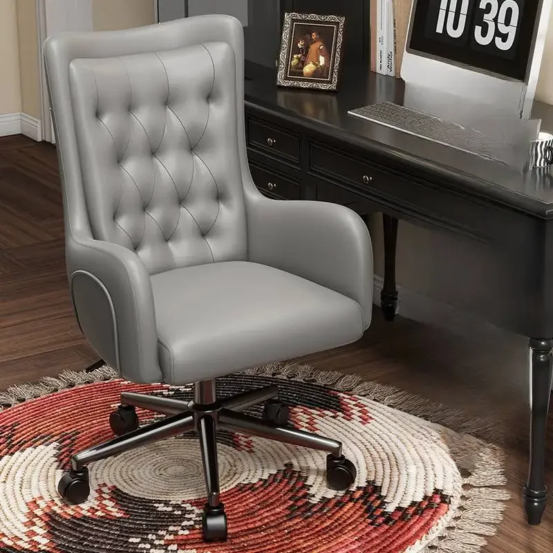 Silla De oficina con soporte para ordenador, silla De oficina cómoda y moderna giratoria con acento, muebles nórdicos ergonómicos con respaldo alto