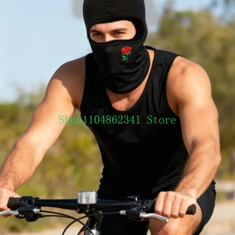 652F Lightweight Polyester Ski Mask Rose Pattern For Cycling Hiking Winter