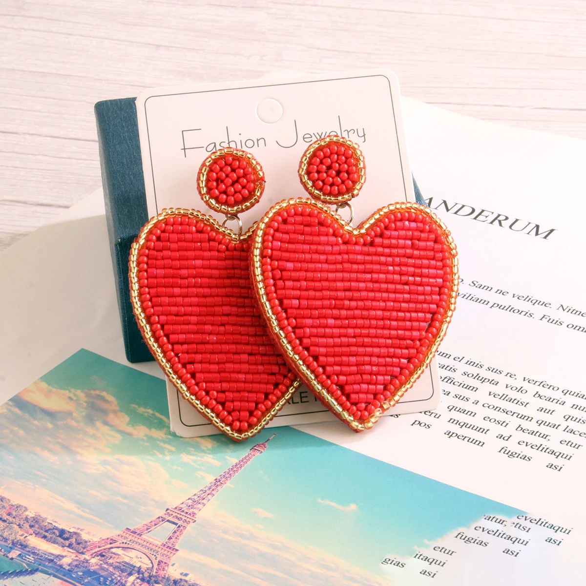 Valentine Day Beaded Heart Earrings Red Love Seed Bead Earrings for Women Hot Pink Valentine Jewelry Gift for Her Gift for Mom