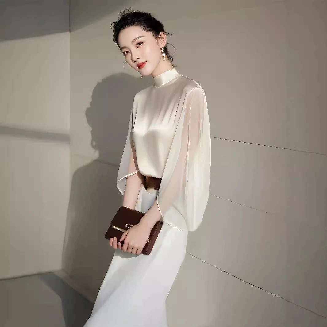 Wear in early autumn, light luxury, high sense, generous and decent temperament Muse fan, thin, small fragrant shirt, skirt set,