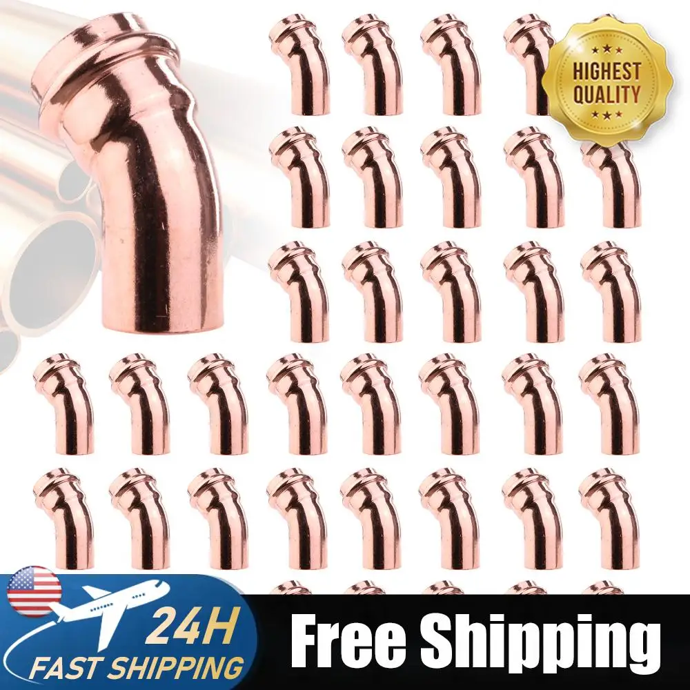 

Медные пресс-фитинги универсальные, 45-градусные, для медных труб, соединитель для сварки, аксессуары для домашнего водопровода