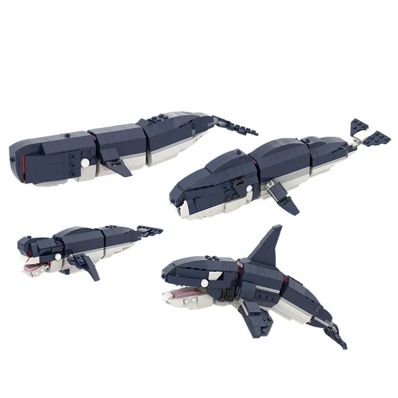 DIY 7 In1 Whales Model Building Block Bricks Deep Sea Killer Whale Ocean Polar Zoo Series Animal Toy Kid Boy Education Best Gift