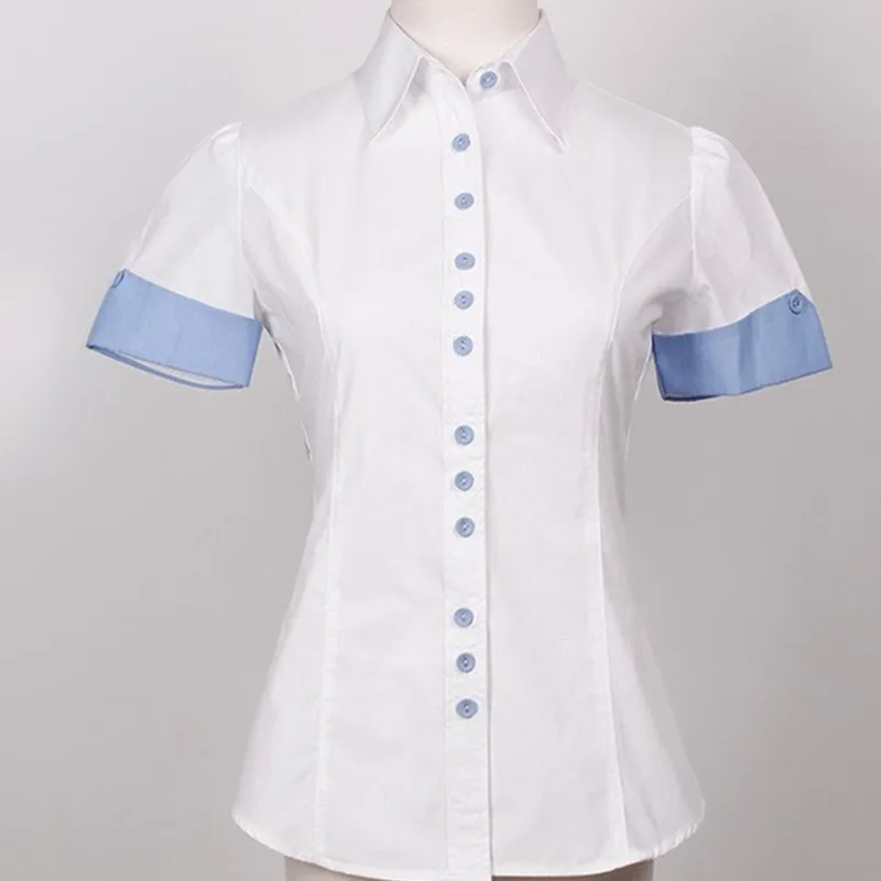 New Summer Shirts For Women Short Sleeve Blouses Office Ladies Outfit Cotton Tops Korean Style Clothes Blusas Camisas Mujer 3XL