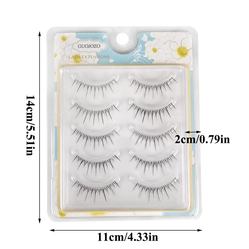 5Pairs Falsche Wimpern Kreuz Natur Wimpern Langes Weiches Haar Klarer Stiel Wimpernverlängerung Wiederverwendbare Kosmetik Schönheit Augen Make-Up Liefert