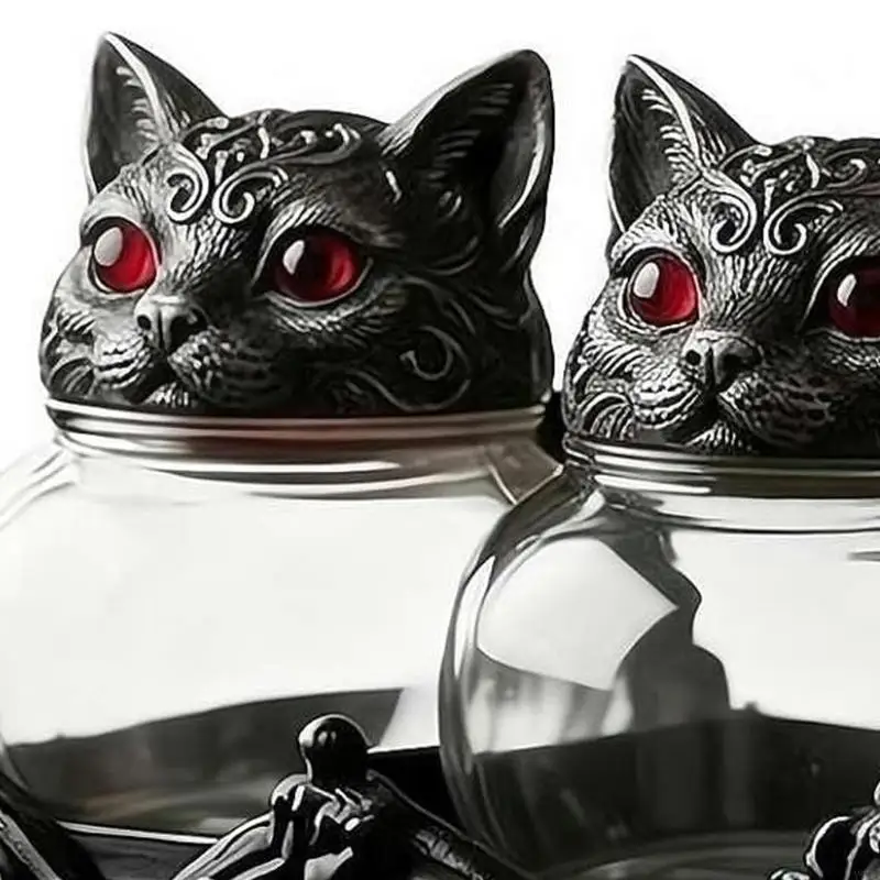Cats Head Glasses Spices Jars With Flower Holders For Kitchen Countertops Storage And Organization Y5GB 4