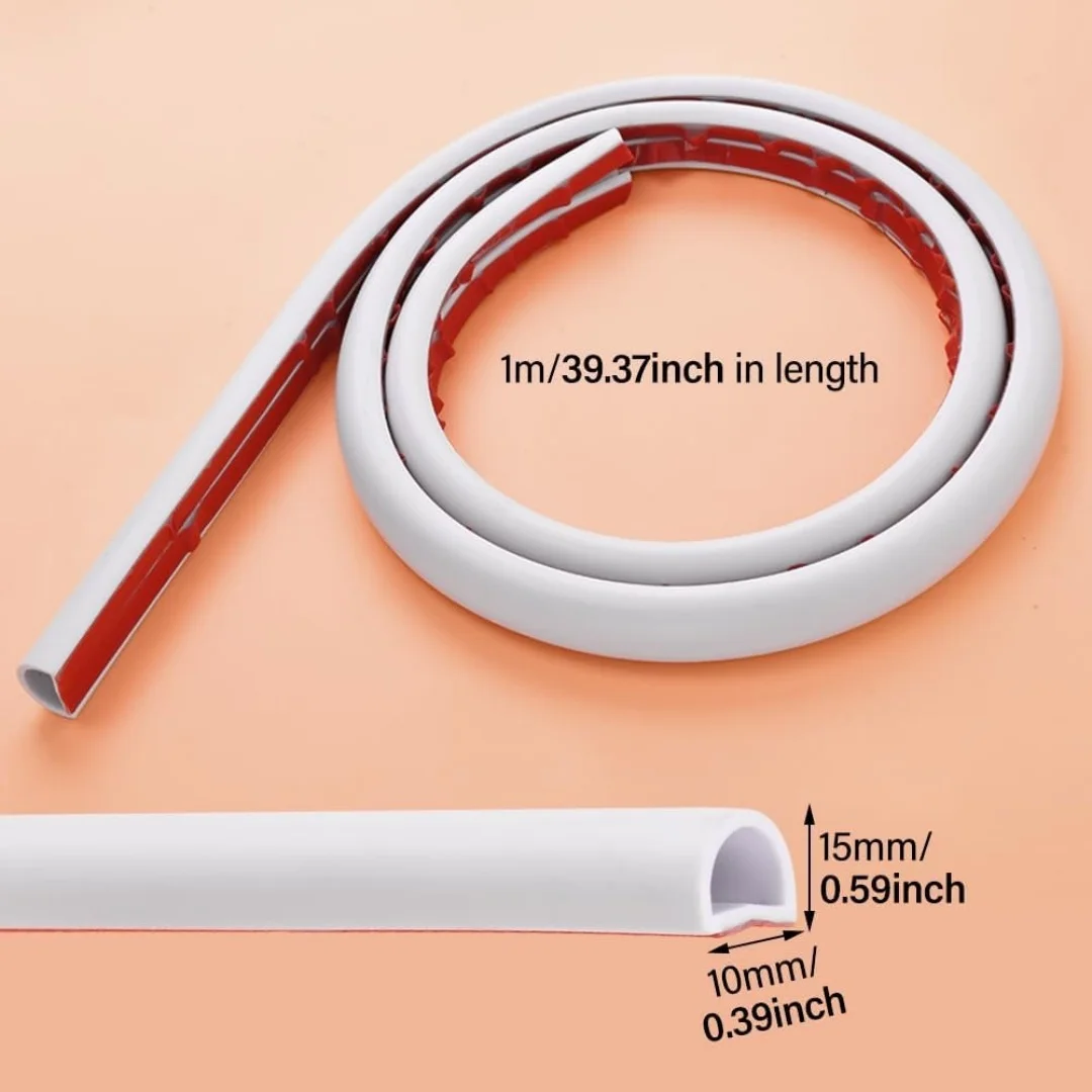 5m PVC Cable Sleeve Self-Adhesive 5m Flexible Cord Hider, Cable Trunking for Wall Floor Wire Organization & Easy Installation