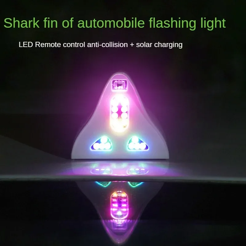 Universal solar remote control signal receiving shark fin antenna solar anti rear end collision warning lamp LED