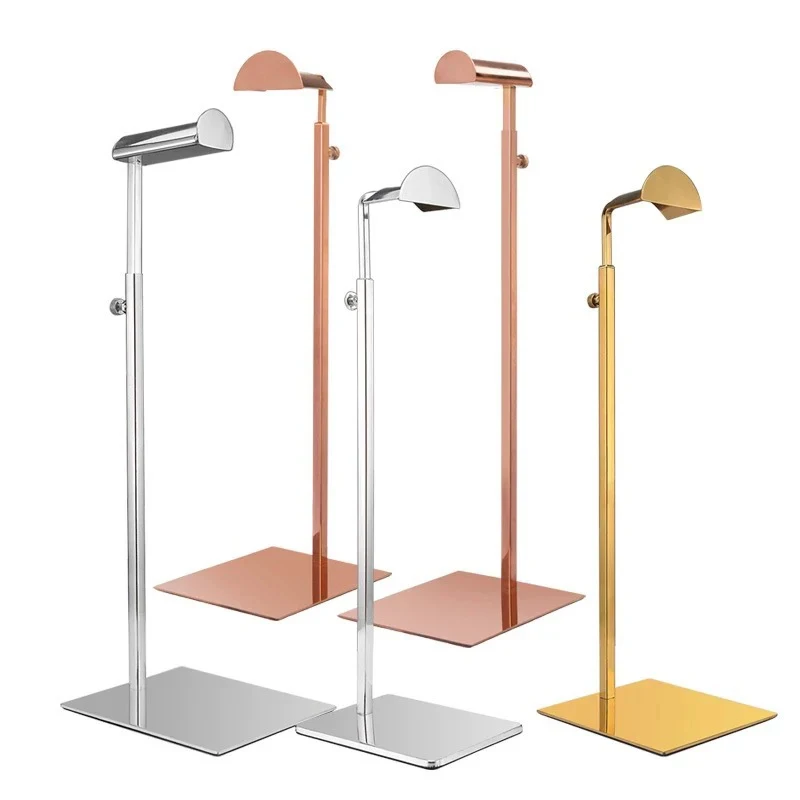 custom.Ready to Ship Shiny Gold Stainless Steel Hanging Bag Rack Standing Metal Hand Bag Display Stand Shop