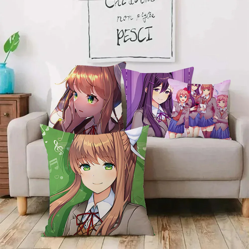 

Doki D-Doki L-Literature Club Pillow Covers Cartoon Sofa Decorative Home Double-sided Printing Short Plush Cute Cushion Cover