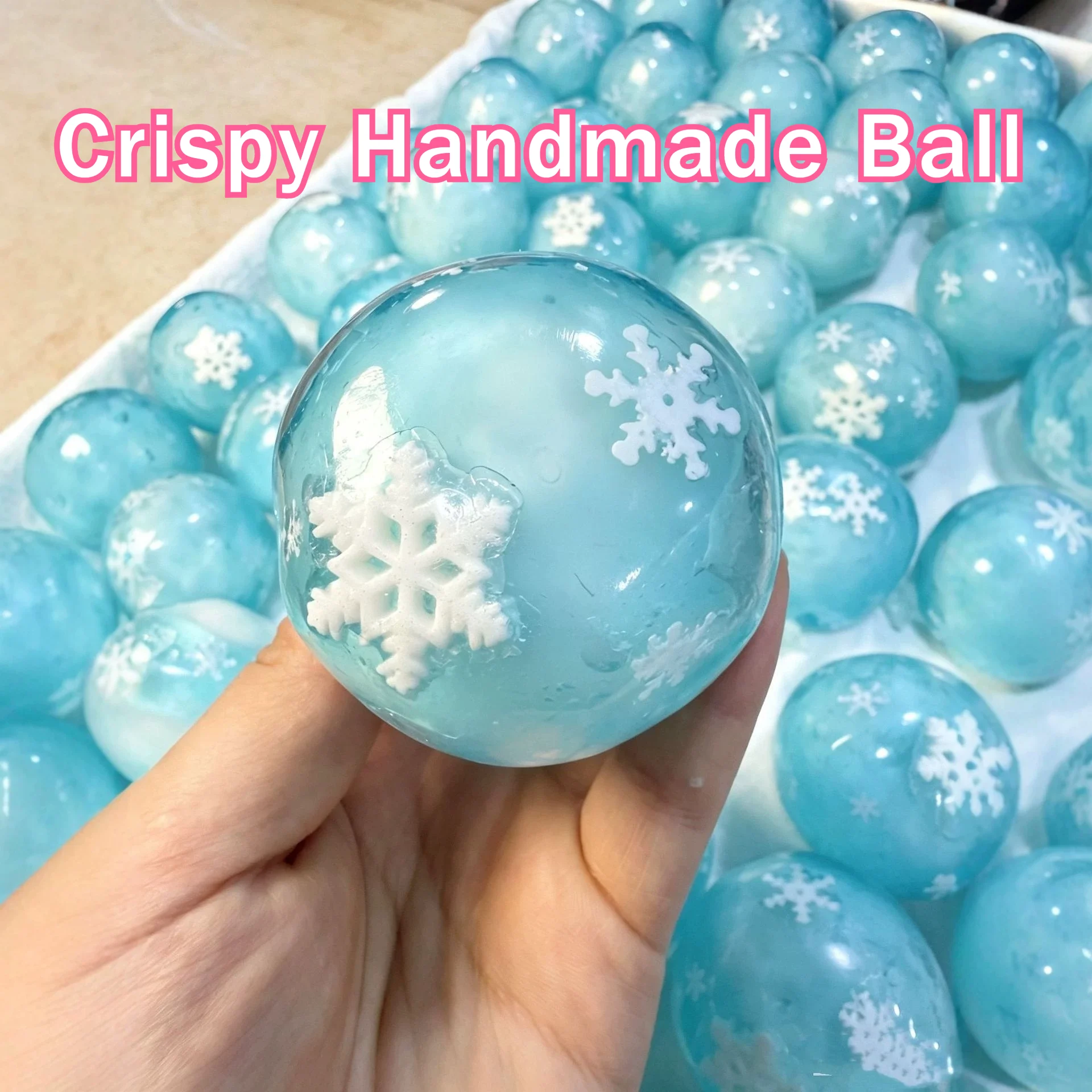 Handmade Squeeze Ball Crispy Skin Snowflake ASMR Crunch Sound  Stress‑relief Ball Relaxing , ASMR Sensory Stress Relief Ornament