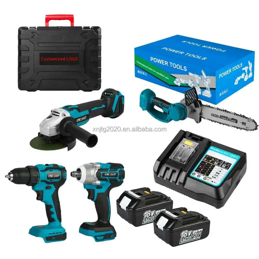 Energup Hot Sell replacement for makita Tool set 4-pc Brushless Cordless Multi Tool Combo Kit Woodworking Garden Hand  Tool Sets