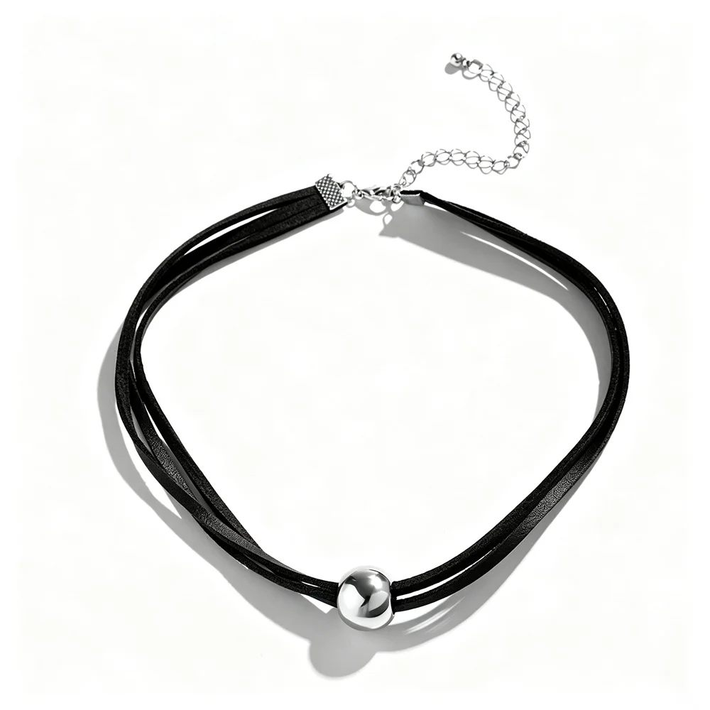 Simple Pu Letter With CCB Ball Short Choker Necklace for Women Trendy Ladies Collar on the Neck Accessories Fashion Jewelry