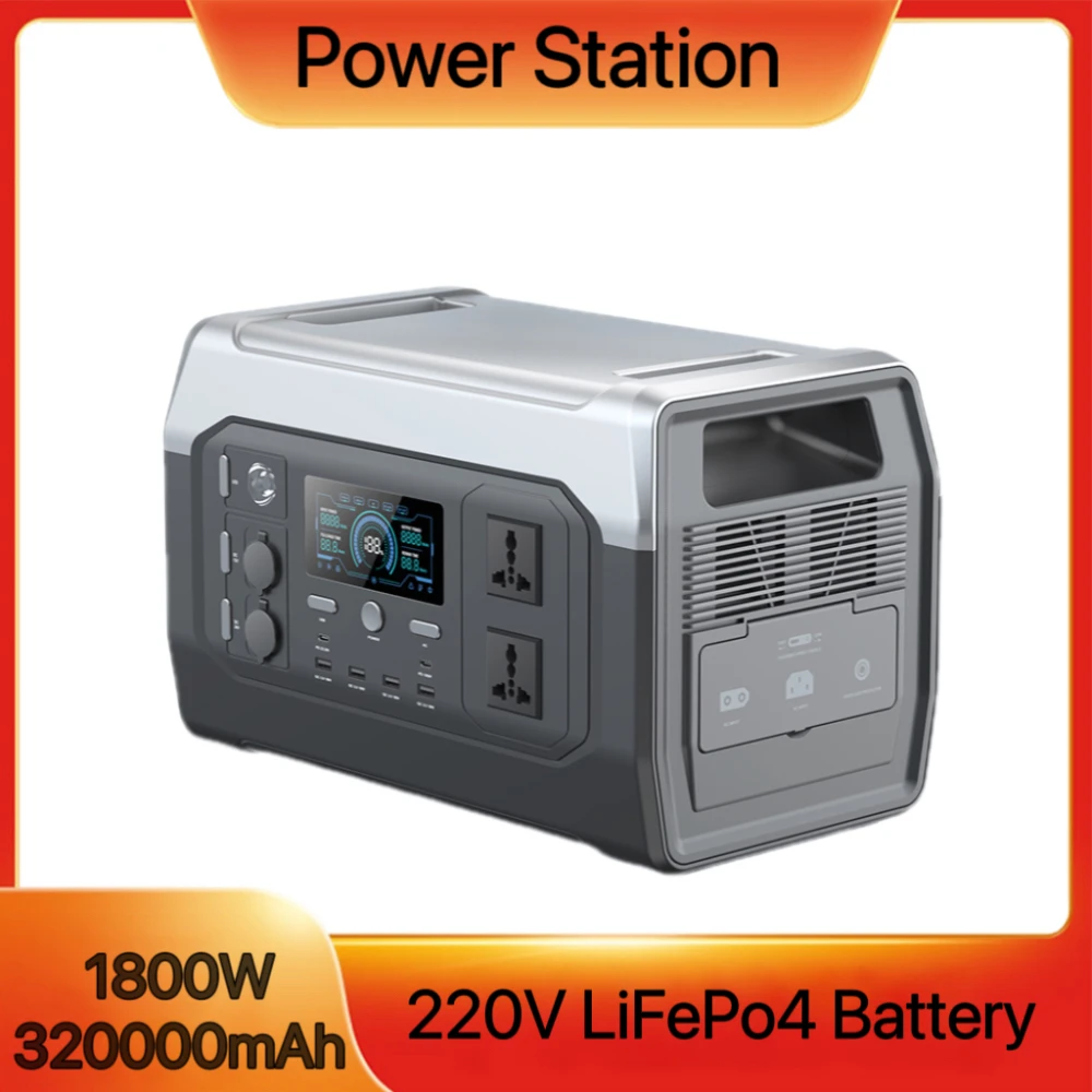 Portable Power Station 1800W 320000mAh AC 220V LiFePo4 Battery Power Bank Outdoor Power Supply Home Emergency Power