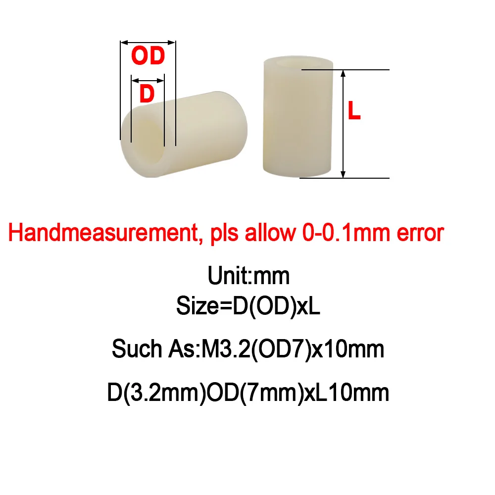 Beige ABS Plastic Insulation Column Washers M3 M4 M5 M6 M8 M10 M12 Board Rack Non-thread Hollow Standoffs Pillars Screw Spacers