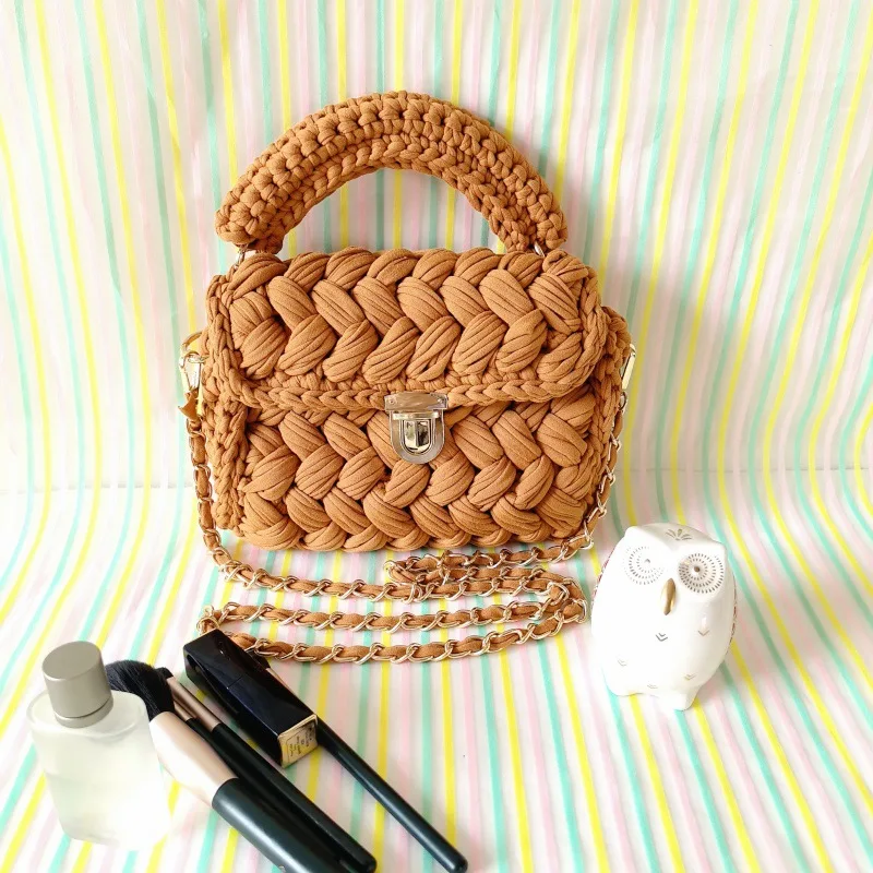 Handmade DIY Cloth Crochet Women\'s Bag Finished Hot Single Shoulder Crossbody Bag Handbag