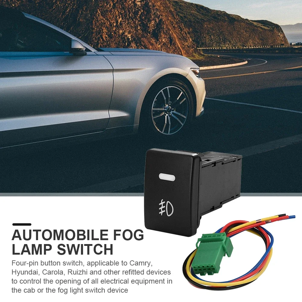 DC12V Front Fog light Push Switch 4 Wire Button Car Fog LED Switch Lamp Light On-Off Button For Toyota Camry Prius Corolla