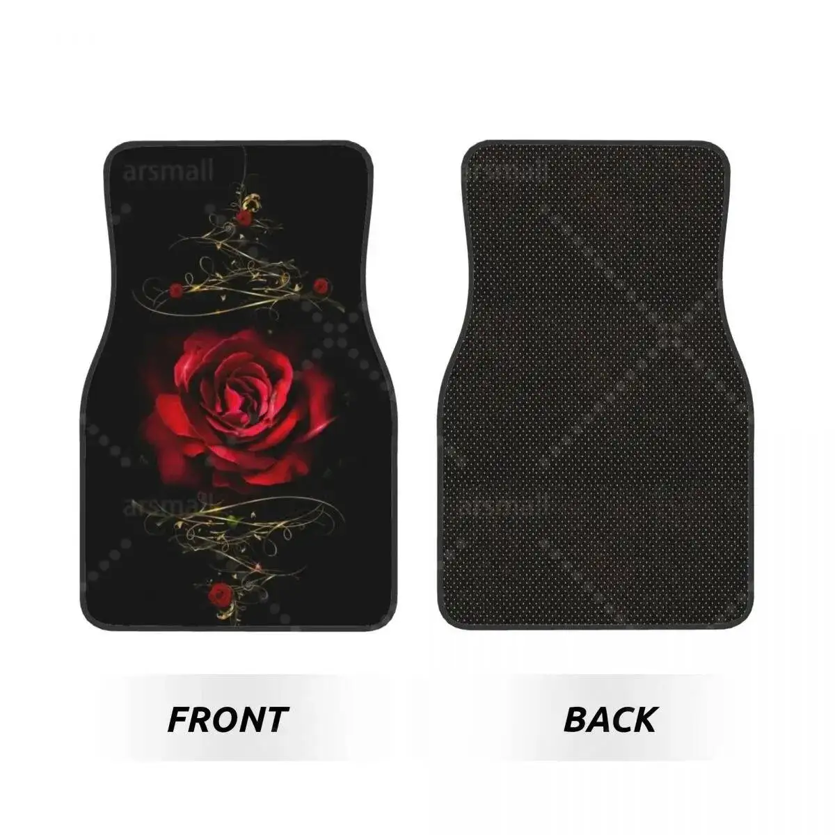 Rose Printed Car Floor Mats Set of 4 Pieces Universal Auto Front and Rear Non-Slip Foot Mats Car Mat Accessories Decor