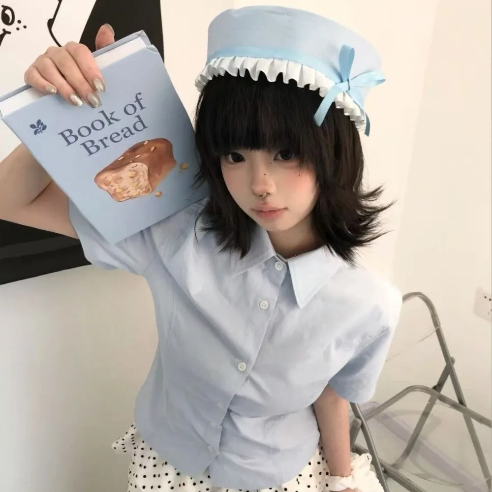 

Sweet Ruffle JK Bow Beret Dome Flip Eaves Sailor Hat Korean Style Cosplay Navy Cap Travel