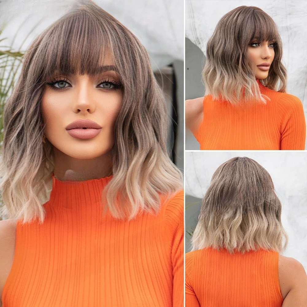 

European and American wigs hot-selling wigs short bobo blond gradual change curly hair women short hair fashion natural spot