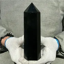 Natural Black Tourmaline Quartz Crystal Point Tower Polished Healing