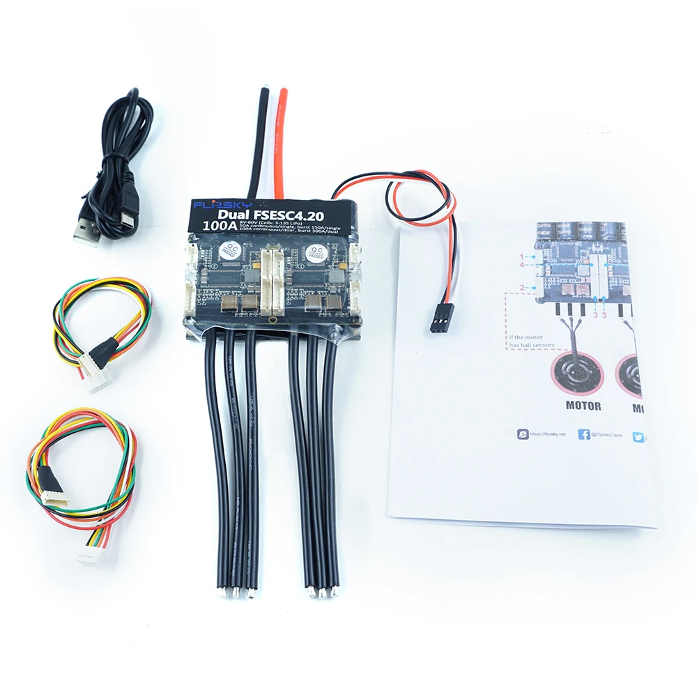 Brushless Esc Dual Fsesc4.20 100a (based On Vesc ) With Anodized Aluminum Heatsink Rc Esc Accessories Electric Speedcontroller