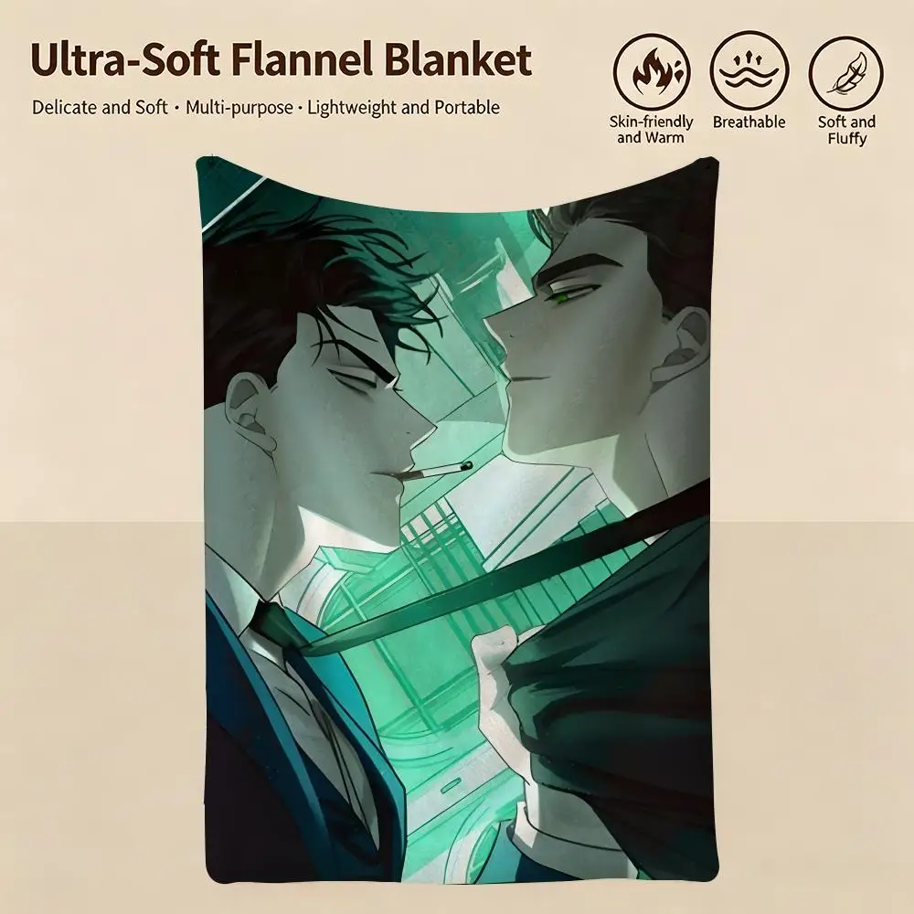 comic U-Under the Green Light-t Throw Warm Soft Flannel Blanket, Multi-use for Sofa Bed Camping Travel Nap