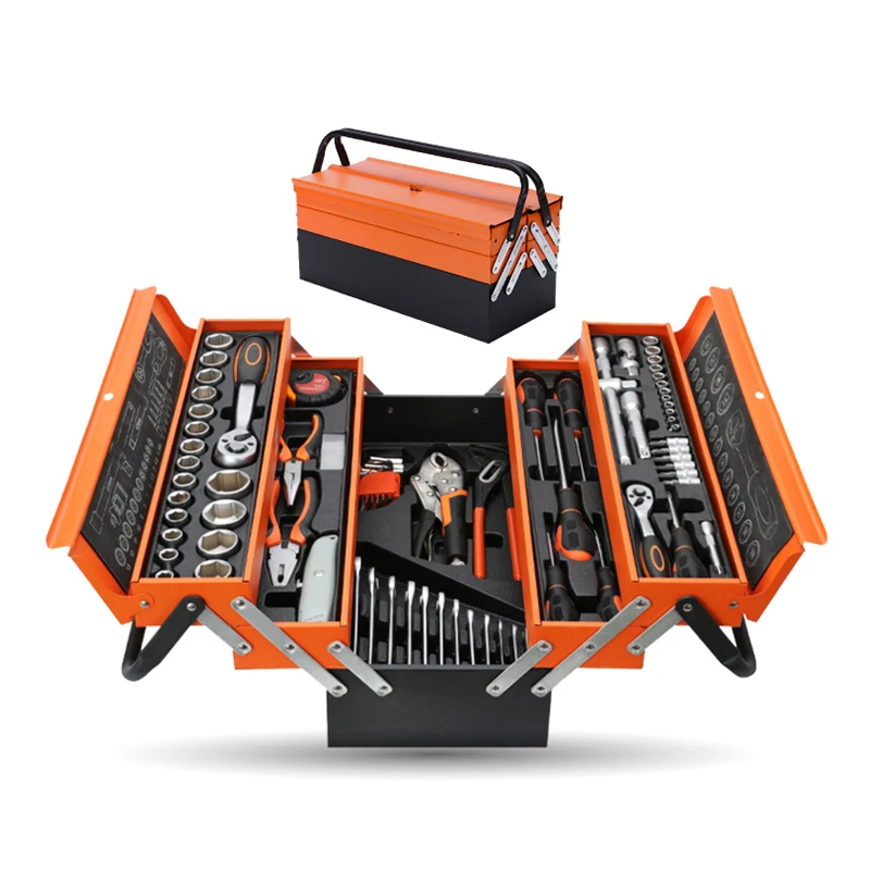 

Chrome Vanadium car repair tool sets Security Household Auto Tools Wrench Socket Set Mechanical Tools Set With Metal Box